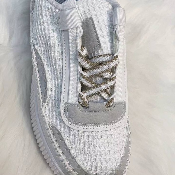 Women's White and Gray Sneakers - Picture 11 of 12